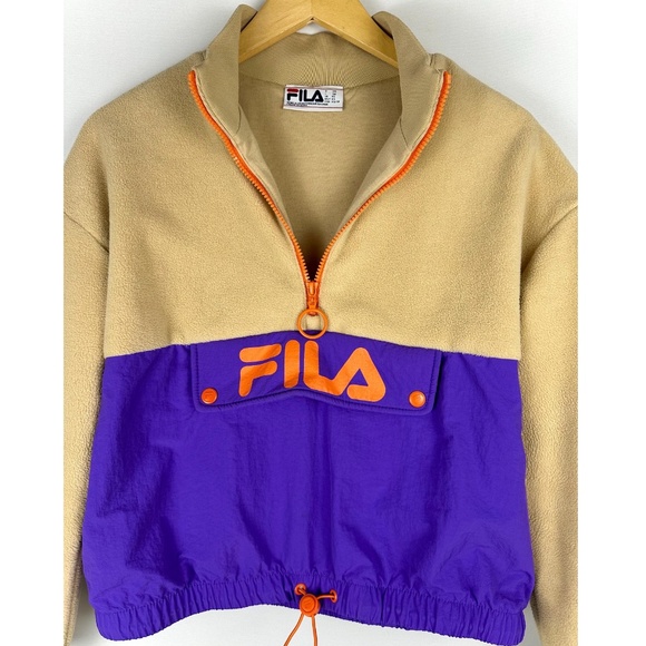 FILA Athletic Long Sleeved Half Zip Teddy Bear Fleece Windbreaker Sweater - XS - Picture 4 of 6